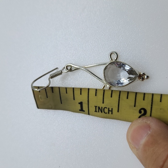 Nwot!! White topaz sterling earrings handmade - Picture 5 of 5